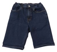 Tmavomodré slim fit teplákové riflové kraťasy H&M