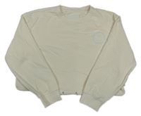 Smetanová oversize crop mikina se smajlíky TOM TAILOR