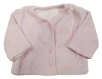 Světlerůžová sametová propínací podšitá mikina s kočičkou Mothercare