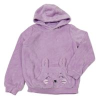 Lila plyšová mikina se zajíčkem/kapsou a kapucí KIDS