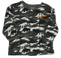 Šedo-černé army triko s dinosaury Primark