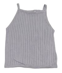 Lila žebrovaný pletený crop top H&M