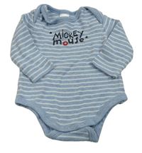 Světlemodro-bílé pruhované body s nápisem - Mickey C&A