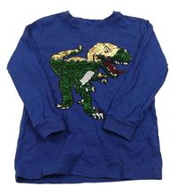 Tmavomodré triko s dinosaurem z překlápěcích flitrů Next