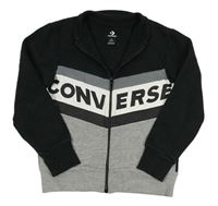 Černo-šedo-bílá propínací mikina s nápisem Converse