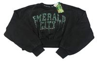 Černá crop mikina s nápisem z kaminků - Wicked M&S