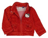 Červená sametová propínací mikina s Hello Kitty