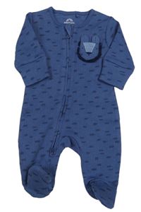 Tmavomodrý vzorovaný žebrovaný overal s lvem Next