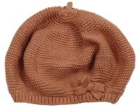 Starorůžová pletená čepice s mašlí