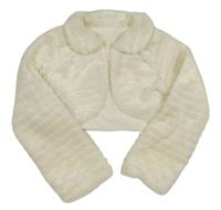 Smetanové pruhované kožešinové podšité bolerko