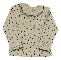 Béžové puntíkaté žebrované triko s límečkem LC Waikiki