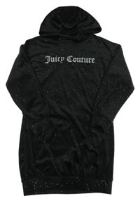 Černé třpytivé plyšové šaty s nápisem a kapucí Juicy COuture