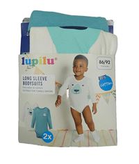 Nové - 2x body - bílé s medvědem + modré s medvědem Lupilu