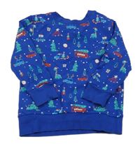 Modrá mikina s dinosaury a auty George