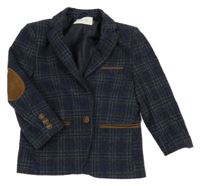 Tmavošedo-modré kostkované slavnostní sako