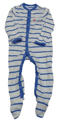 Bílo-modrý pruhovaný overal s velrybou Tchibo