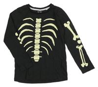 Černé triko s kostmi Tu