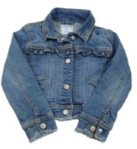 Modrá riflová crop bunda s volánky Mayoral