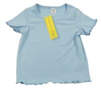 Nové - Světlemodré žebrované tričko Shein