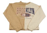 Hnědo-béžová mikina s nápisem a číslem Pep&Co