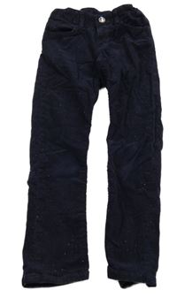 Tmavomodré třpytivé manšestrové kalhoty H&M