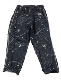 Tmavomodré šusťákové nepromokavé kalhoty s obrázky Joules