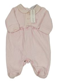 Nové - Světlerůžový sametový overal s králíky a límečkem