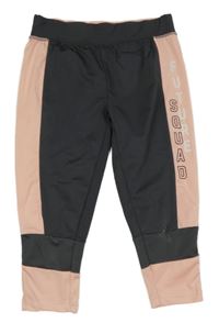 Antracitovo-růžové sportovní capri legíny s nápisem Ergeenomixx