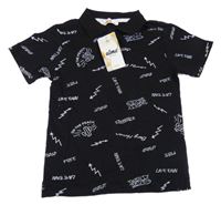 Nové - Černé polo tričko s nápisy