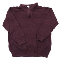 Vínový pruhovaný polo svetr Tu