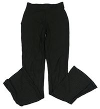 Černé žebrované lehké kalhoty New Look