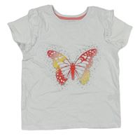 Bílé tričko s motýlkem Peacocks