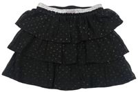 Černá šifonová vrstvená puntíkatá sukně Primark