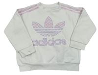 Bílo-růžová oversize mikina s logem Adidas