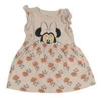 Světlerůžové květované šaty s Minnie Disney