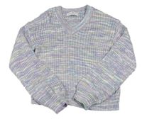 Lila-modro-bílý melírovaný crop svetr H&M