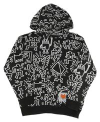 Černo-bílá vzorovaná mikina s kapucí H&M