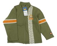 Nové - khaki propínací mikina s pruhem 