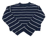 Tmavomodro-bílý pruhovaný crop svetr H&M