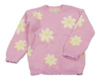 Růžový svetr s květy F&F