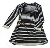 Černo-bílé pruhované teplákové šaty s páskem H&M