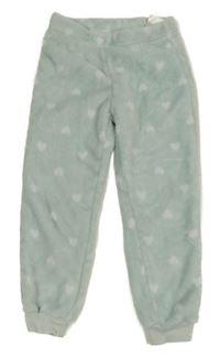 Světlemodré vzorované chlupaté pyžamové kalhoty H&M