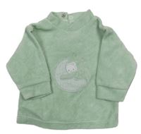 Mintové sametové triko s medvědem 