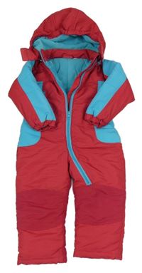 Růžovo-modrá šusťáková zimní kombinéza s kapucí Liegelind