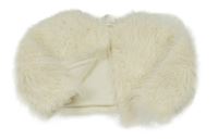 Smetanový kožešinový podšitý crop kabátek H&M