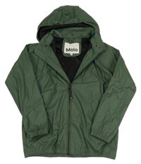 Tmavozelená nepromokavá bunda s kapucí molo