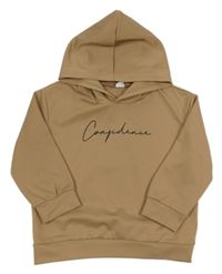 Hnědá mikina s nápisem a kapucí Shein