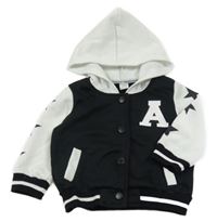 Černo-bílá propínací mikina s kapucí shein