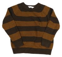 Hnědý pruhovaný svetr H&M