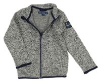 Šedá melírovaná pletená thermo propínací mikina 